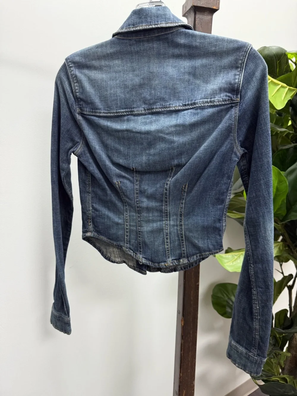 Re/Done and Pam Women's Dark Blue Denim Button-Down Shirt - Picture 3 of 3